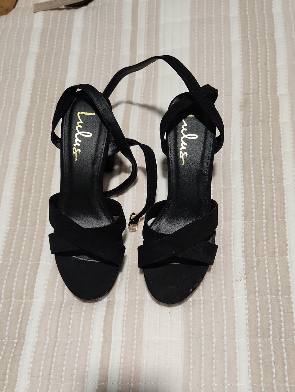 Lulu's Black Strappy Wrap-Heel Sandals